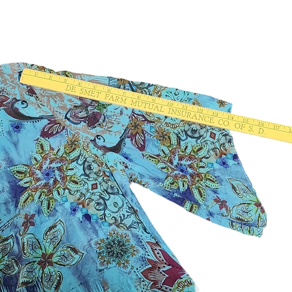 TIANELLO by STEVE BARRAZA Tunic Medium Silk Floral Asymmetrical Hem Art To Wear - Picture 14 of 15